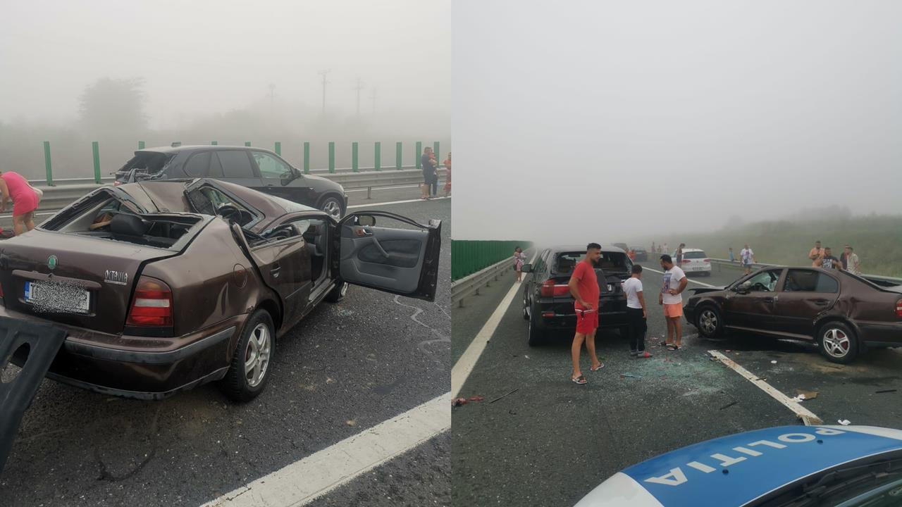 Un alt accident grav pe Autostrada Soarelui: trei mașini s-au ciocnit și cinci persoane au fost rănite. GALERIE FOTO