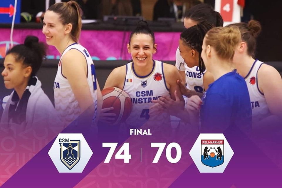 CSM Constanța a câștigat meciul cu Peli-Karhut, scor 74-70, și a obținut cel de-al treilea succes în patru etape, în Grupa F din FIBA Women EuroCup