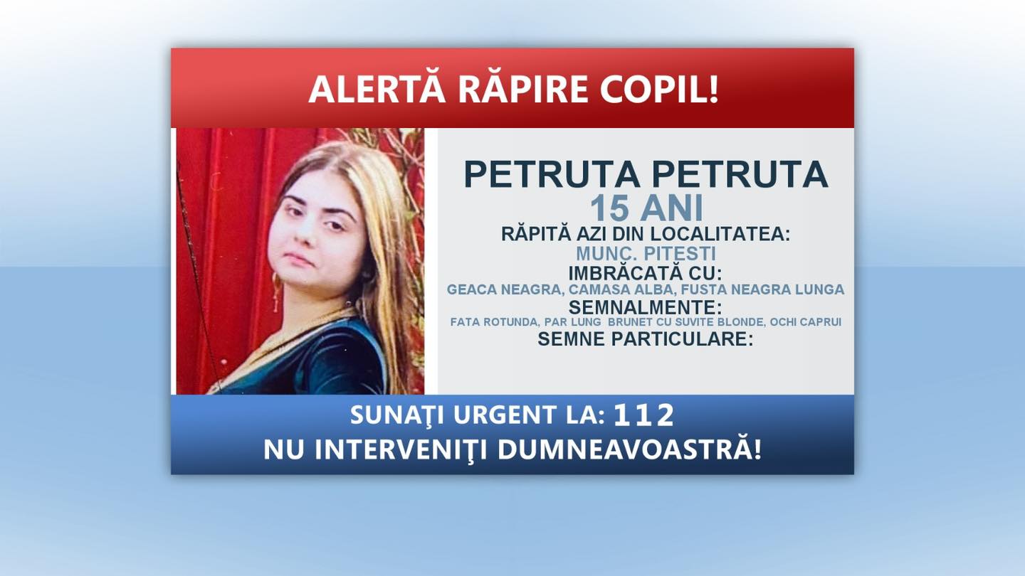 Poliţia Română a emis o alertă de răpire! O fată de 15 ani a fost băgată cu forţa într-o maşină: dacă o vedeţi, sunaţi la 112!